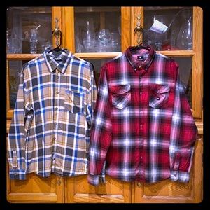 Vans + DC flannel button down L/S Men sz M 2 for 1